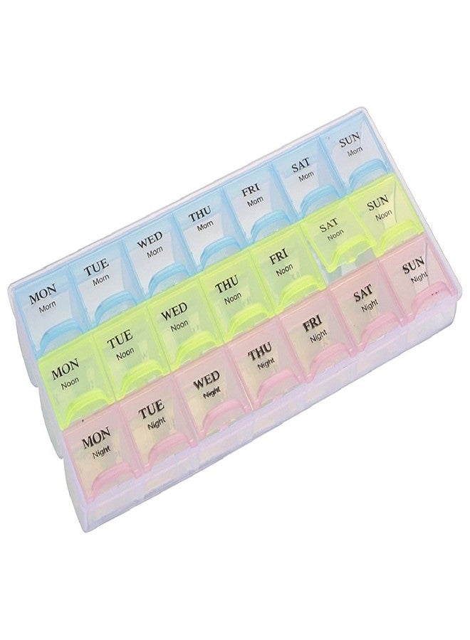 FASHRAMP Weekly Pill Organizer Box, PP Material, 7-Day Multi-Compartment Design, 2-4 Rows, Pastel Colors, Daily Medicine Storage Container (3 row) - Image 1
